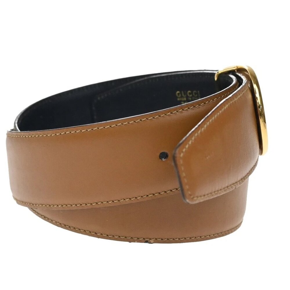 GUCCI G Logo Reversible Belt 70/28 35mm Leather Brown Blue 168-082725 - Picture 4 of 15